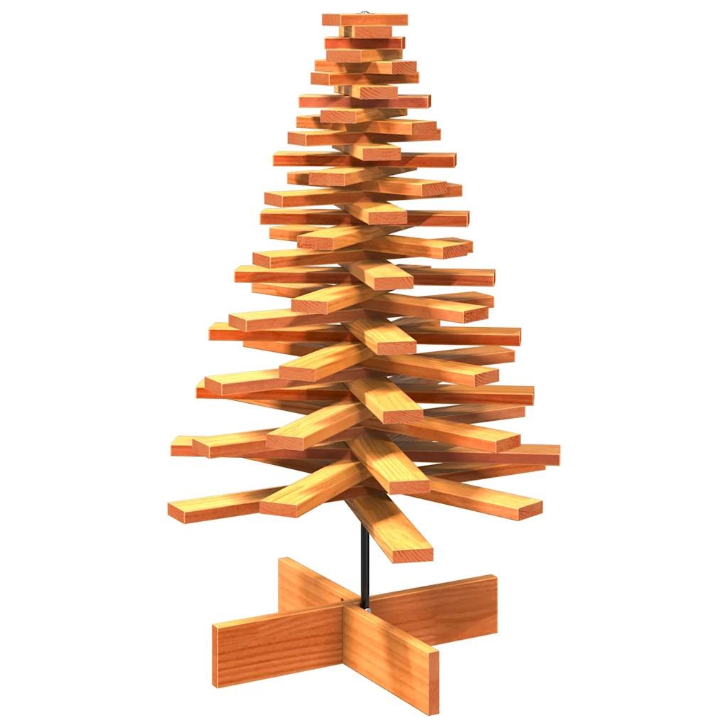 VidaXL Kerstdecoratie kerstboom 100 cm massief grenenhout wasbruin