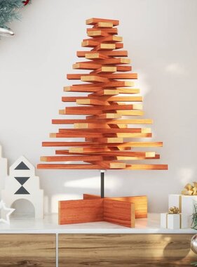 VidaXL Kerstdecoratie kerstboom 80 cm massief grenenhout wasbruin