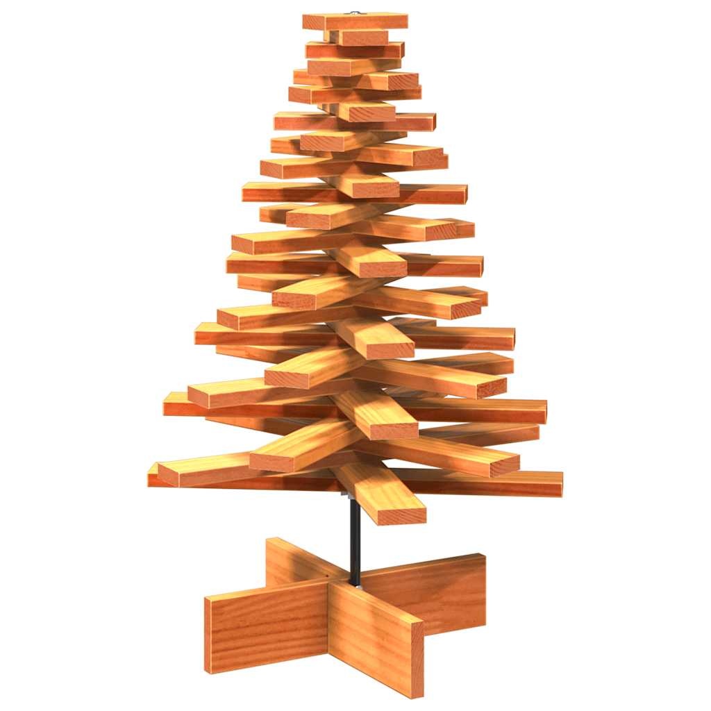 VidaXL Kerstdecoratie kerstboom 80 cm massief grenenhout wasbruin