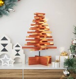 VidaXL Kerstdecoratie kerstboom 60 cm massief grenenhout wasbruin