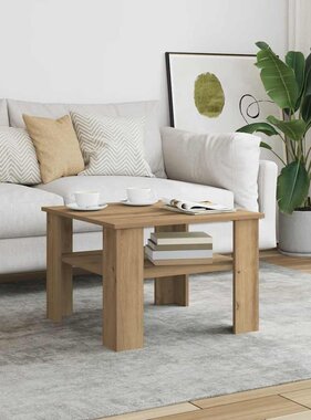 VidaXL Salontafel 60x60x42 cm bewerkt hout artisanaal eikenkleur