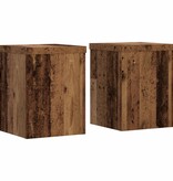 VidaXL Plantenstandaards 2 st 15x15x20 cm bewerkt hout oud houtkleurig