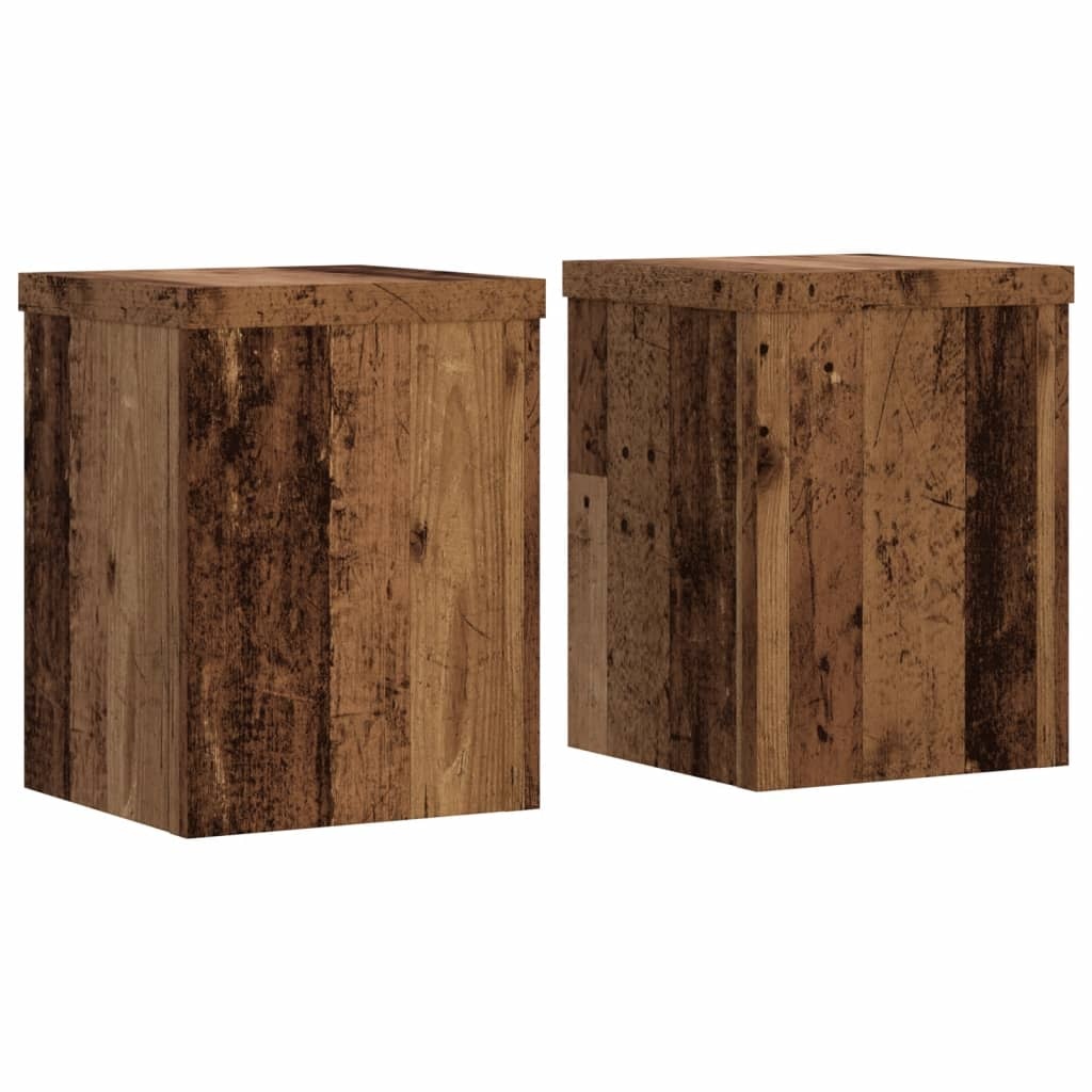 VidaXL Plantenstandaards 2 st 15x15x20 cm bewerkt hout oud houtkleurig
