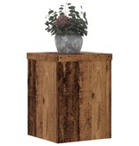 VidaXL Plantenstandaards 2 st 15x15x20 cm bewerkt hout oud houtkleurig