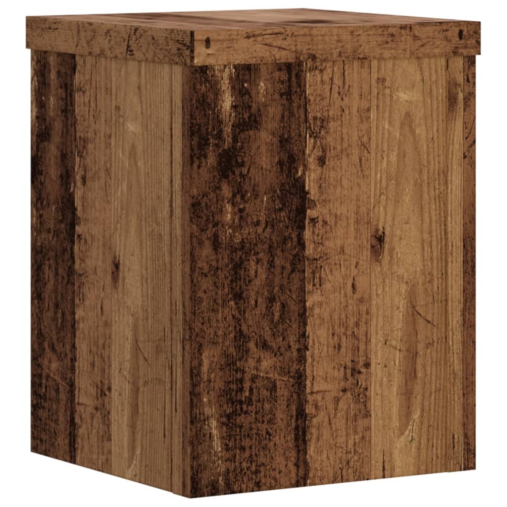 VidaXL Plantenstandaards 2 st 15x15x20 cm bewerkt hout oud houtkleurig