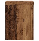 VidaXL Plantenstandaards 2 st 15x15x20 cm bewerkt hout oud houtkleurig