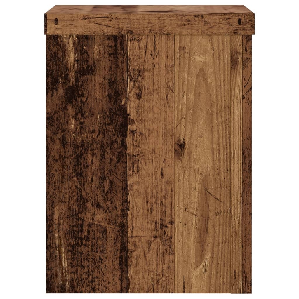VidaXL Plantenstandaards 2 st 15x15x20 cm bewerkt hout oud houtkleurig