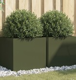 VidaXL Plantenbakken 2 st 49x47x46 cm staal olijfgroen