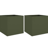 VidaXL Plantenbakken 2 st 49x47x46 cm staal olijfgroen