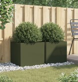 VidaXL Plantenbakken 2 st 49x47x46 cm staal olijfgroen
