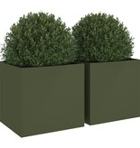 VidaXL Plantenbakken 2 st 49x47x46 cm staal olijfgroen
