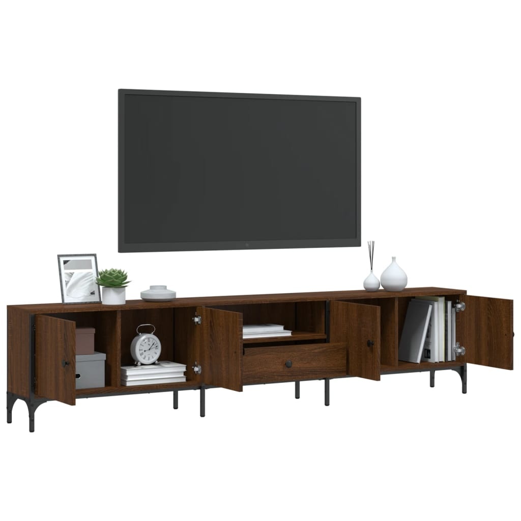 VidaXL Tv-meubel met lade 200x25x44 cm bewerkt hout bruin eikenkleur