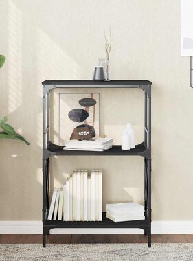 VidaXL Boekenkast 3-laags 59x35x90,5 cm bewerkt hout zwart