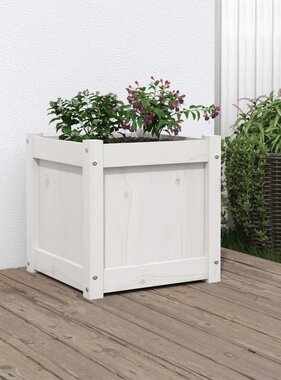 VidaXL Plantenbak 40x40x40 cm massief grenenhout wit