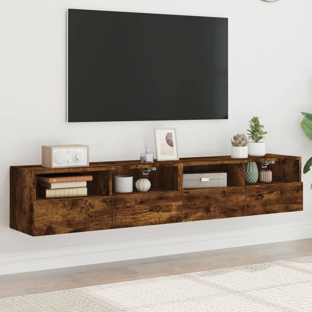 VidaXL Tv-wandmeubels 2 st 80x30x30 cm bewerkt hout gerookt eikenkleur