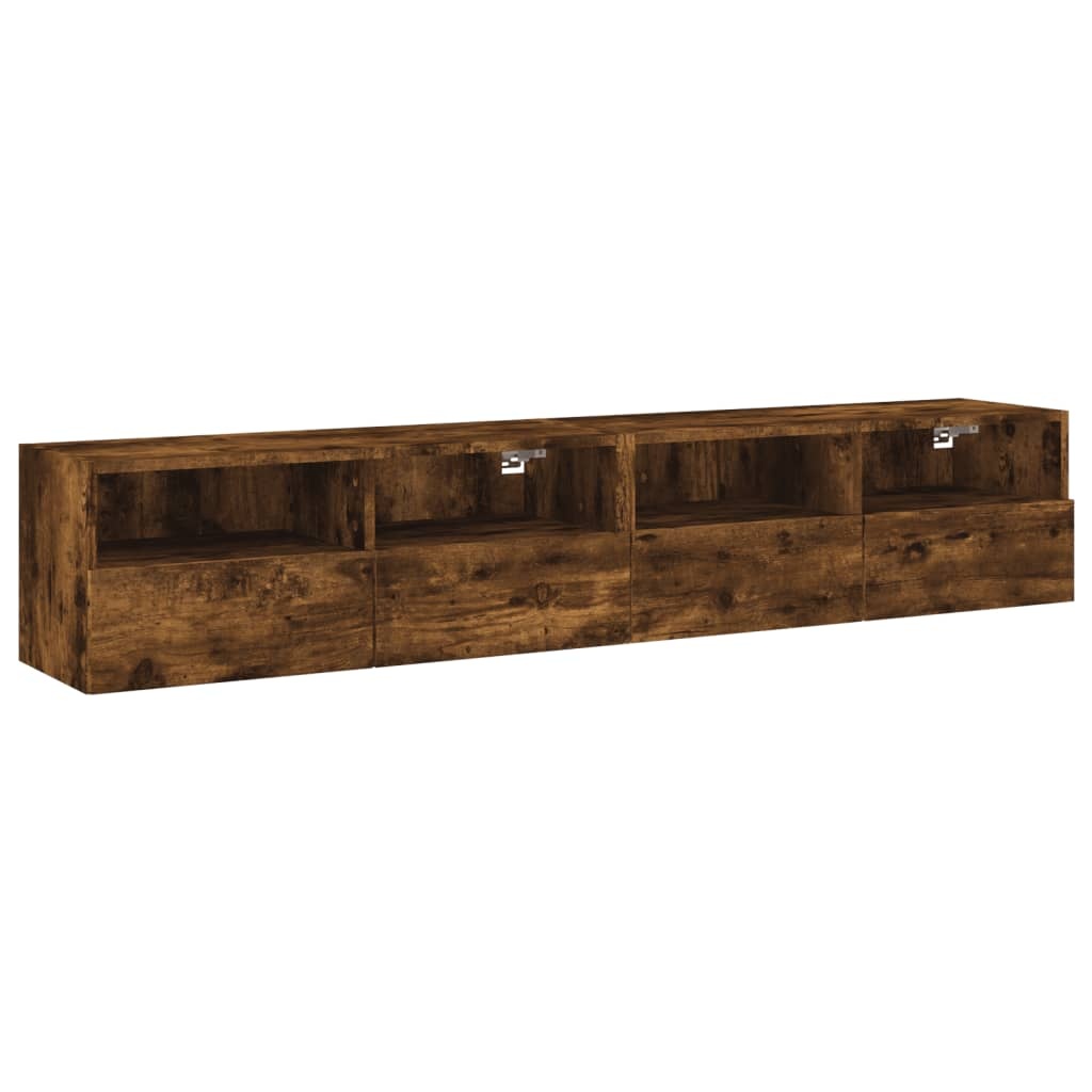 VidaXL Tv-wandmeubels 2 st 80x30x30 cm bewerkt hout gerookt eikenkleur