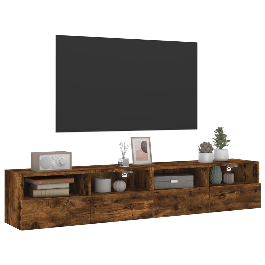 VidaXL Tv-wandmeubels 2 st 80x30x30 cm bewerkt hout gerookt eikenkleur