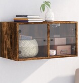 VidaXL Wandkast met glazen deuren 68,5x37x35 cm gerookt eikenkleurig