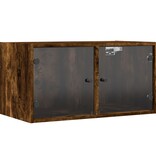 VidaXL Wandkast met glazen deuren 68,5x37x35 cm gerookt eikenkleurig