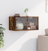 VidaXL Wandkast met glazen deuren 68,5x37x35 cm gerookt eikenkleurig
