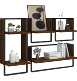VidaXL 4-delige Wandschappenset met stangen bewerkt hout bruineiken