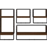 VidaXL 4-delige Wandschappenset met stangen bewerkt hout bruineiken