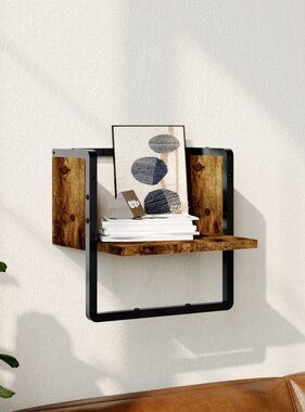 VidaXL Wandschap met stang 30x25x30 cm gerookt eikenkleurig