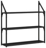 VidaXL Wandrek 3-laags 80x21x78,5 cm bewerkt hout zwart