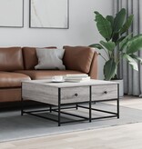 VidaXL Salontafel 80x80x40 cm bewerkt hout grijs sonoma eikenkleurig