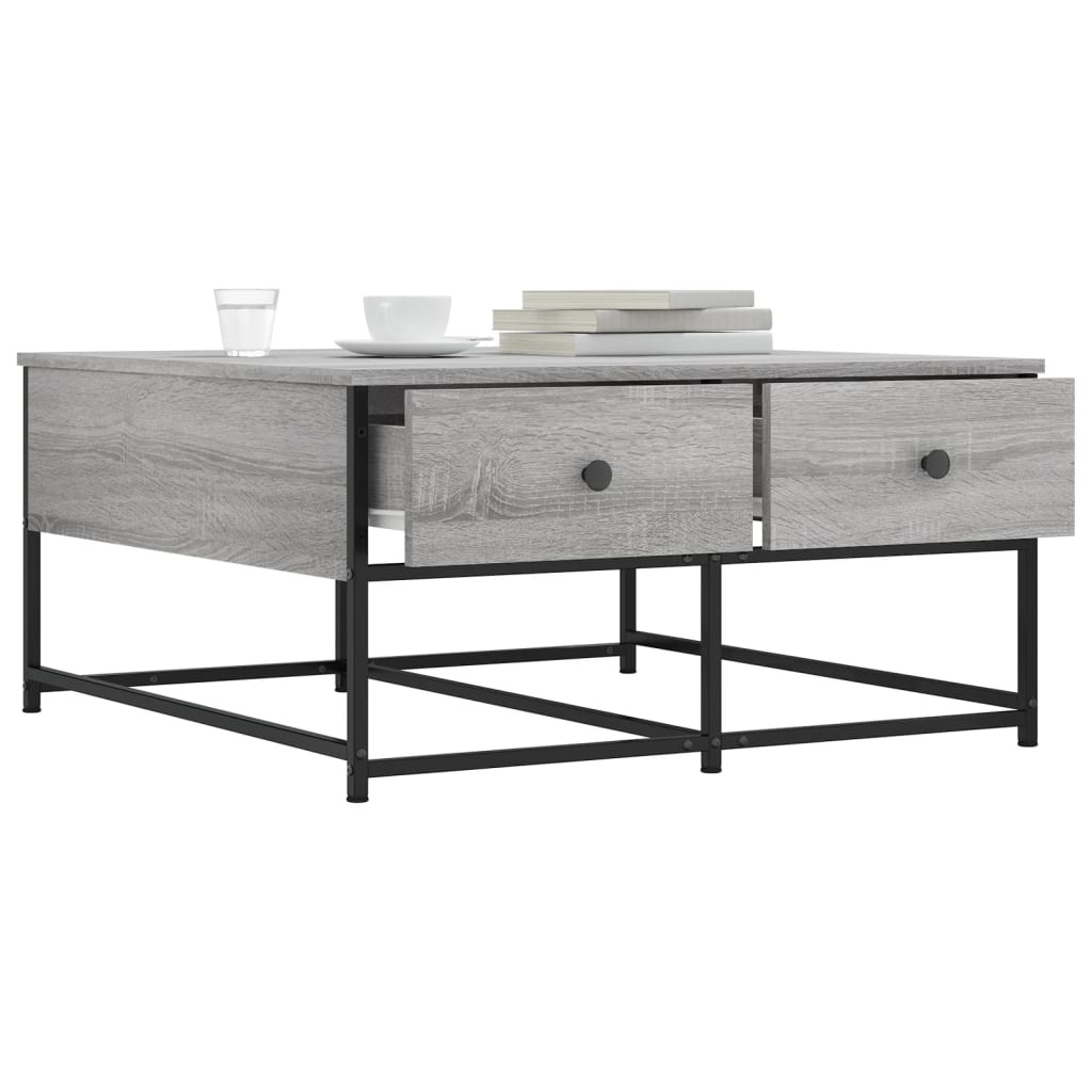 VidaXL Salontafel 80x80x40 cm bewerkt hout grijs sonoma eikenkleurig