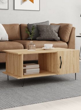 VidaXL Salontafel 90x50x40 cm bewerkt hout sonoma eikenkleurig
