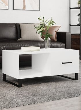 VidaXL Salontafel 90x50x40 cm bewerkt hout hoogglans wit