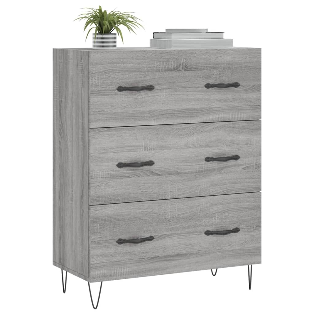 VidaXL Dressoir 69,5x34x90 cm bewerkt hout grijs sonoma eikenkleurig