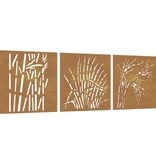 VidaXL Wanddecoratie tuin 3 st grasontwerp 55x55 cm cortenstaal