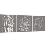 VidaXL Wanddecoratie tuin 3 st grasontwerp 55x55 cm cortenstaal