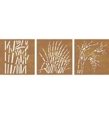 VidaXL Wanddecoratie tuin 3 st grasontwerp 55x55 cm cortenstaal