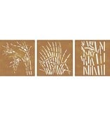 VidaXL Wanddecoratie tuin 3 st grasontwerp 55x55 cm cortenstaal