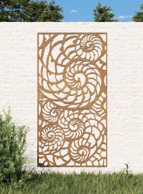 VidaXL Wanddecoratie tuin schelpenontwerp 105x55 cm cortenstaal