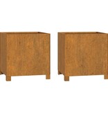 VidaXL Plantenbakken met poten 2 st roestig 42x40x43 cm cortenstaal