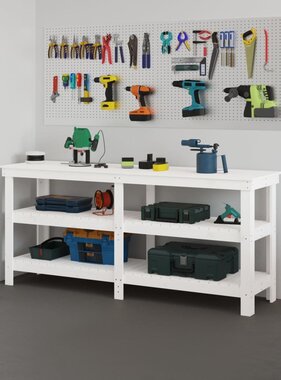 VidaXL Werkbank 181x50x80 cm massief grenenhout wit