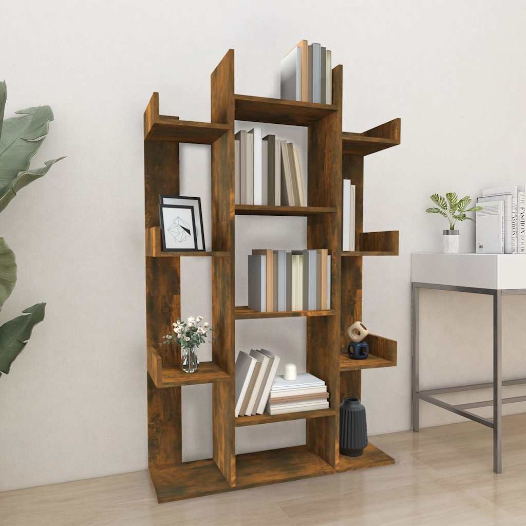 VidaXL Boekenkast 86x25,5x140 cm bewerkt hout gerookt eikenkleurig