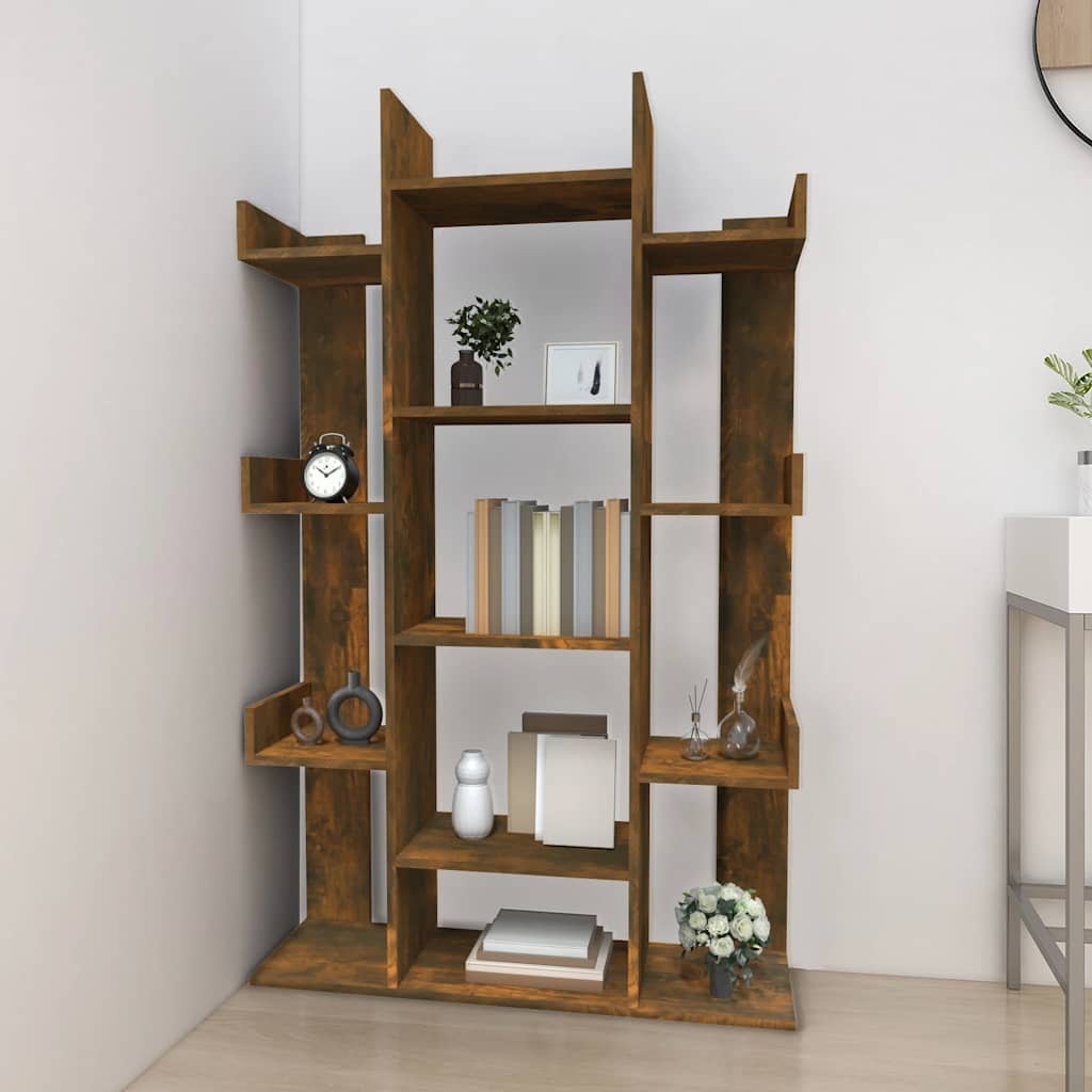 VidaXL Boekenkast 86x25,5x140 cm bewerkt hout gerookt eikenkleurig