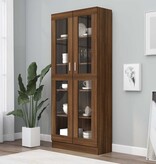 VidaXL Vitrinekast 82,5x30,5x185 cm bewerkt hout bruin eikenkleur