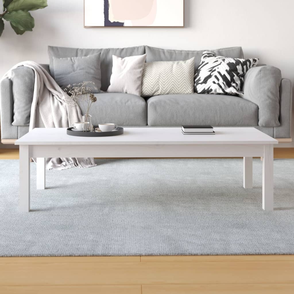 VidaXL Salontafel 110x50x30 cm massief grenenhout wit