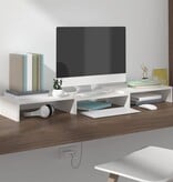 VidaXL Monitorstandaard 80x24x10,5 cm massief grenenhout wit