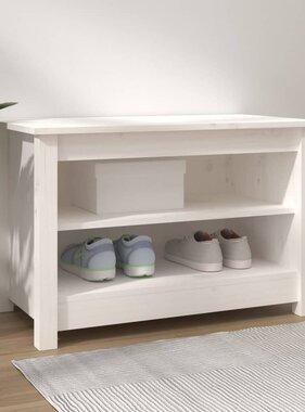 VidaXL Schoenenbank 70x38x45,5 cm massief grenenhout wit