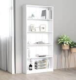 VidaXL Boekenkast met 5 schappen 80x24x175 cm bewerkt hout wit