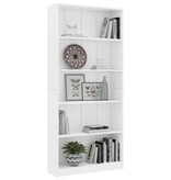 VidaXL Boekenkast met 5 schappen 80x24x175 cm bewerkt hout wit
