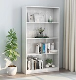 VidaXL Boekenkast 4 schappen 80x24x142 cm bewerkt hout hoogglans wit