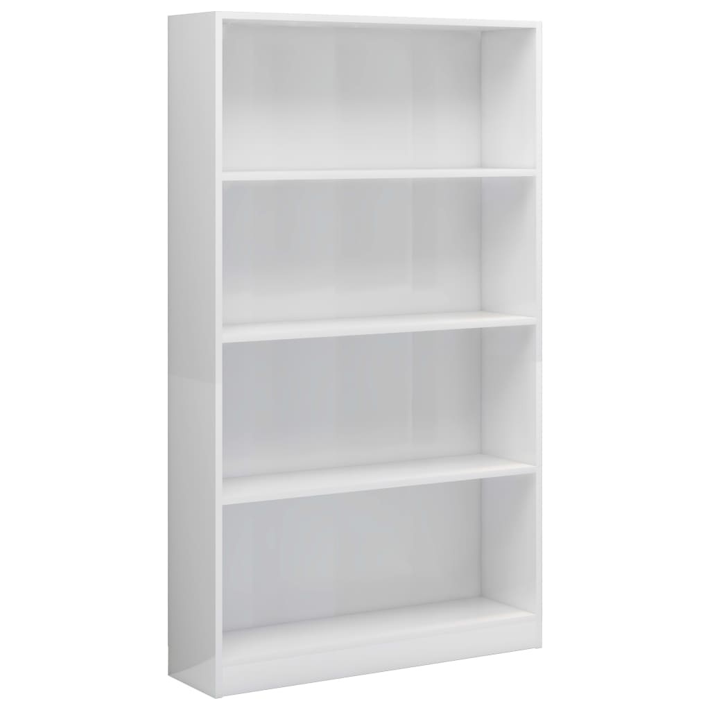 VidaXL Boekenkast 4 schappen 80x24x142 cm bewerkt hout hoogglans wit